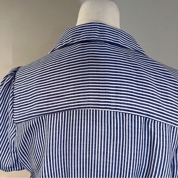 Monteau Blue and White Striped short sleeve Dress size large - Picture 7 of 12